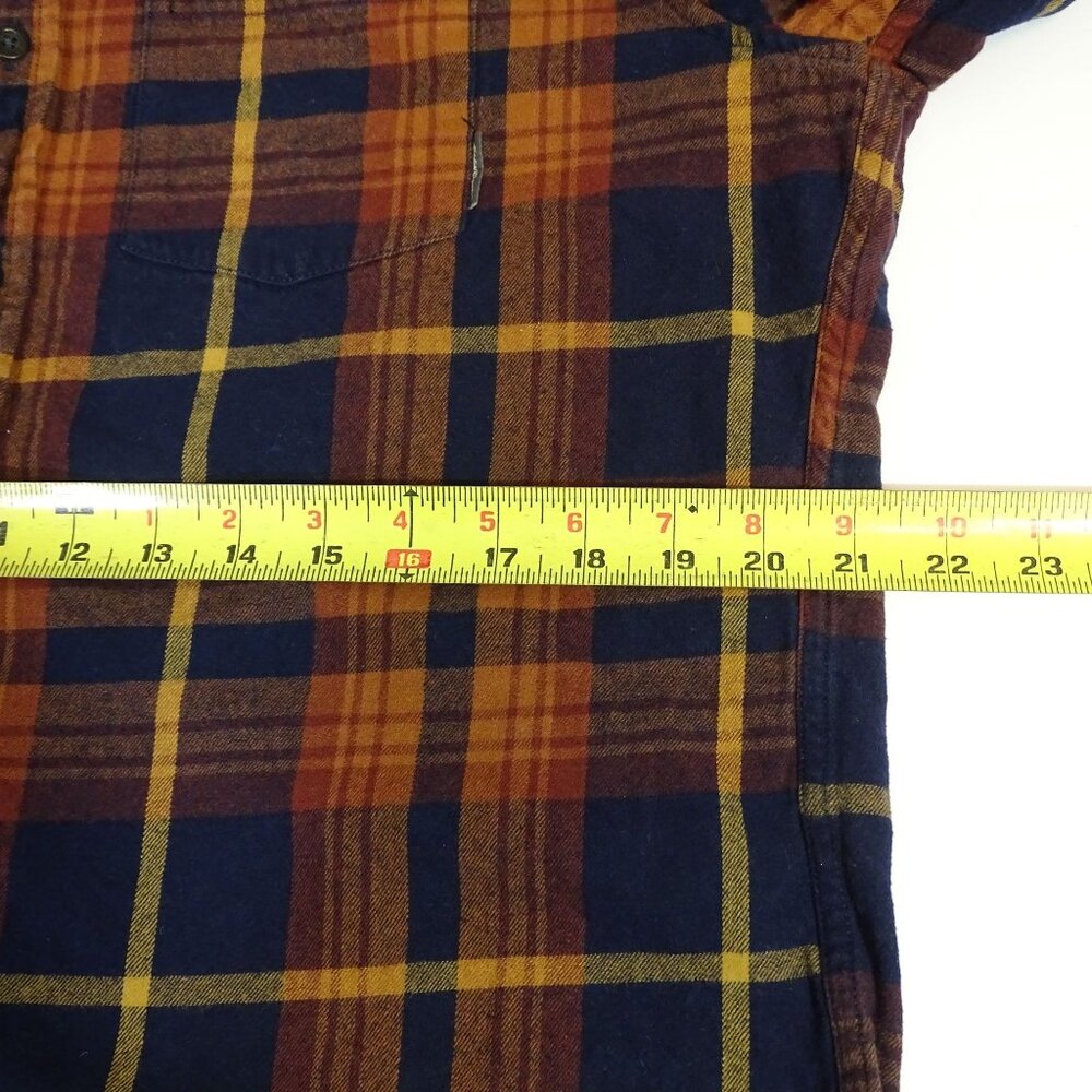 Eddie Bauer Classic Fit Flannel Plaid Button Up Shirt Orange Blue Men Size L - Picture 9 of 11